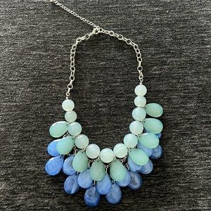 EUC Blue and Aqua Marine multi stone adjustable chain necklace